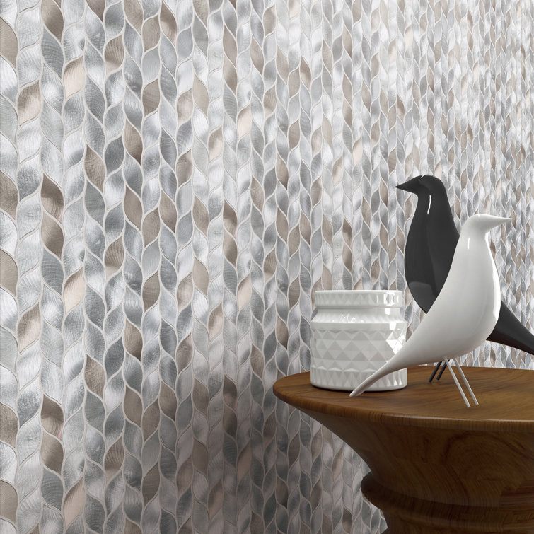 Bronze and Silver Leaf Metal Mosaic Wall Tile