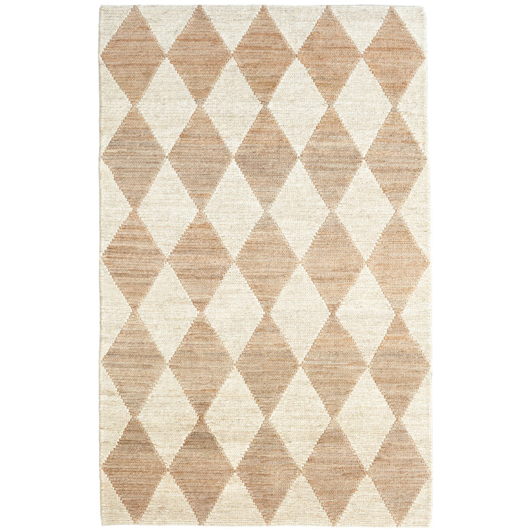 Handmade Beige and Brown Cotton Diamond Pattern 8' x 10' Rug