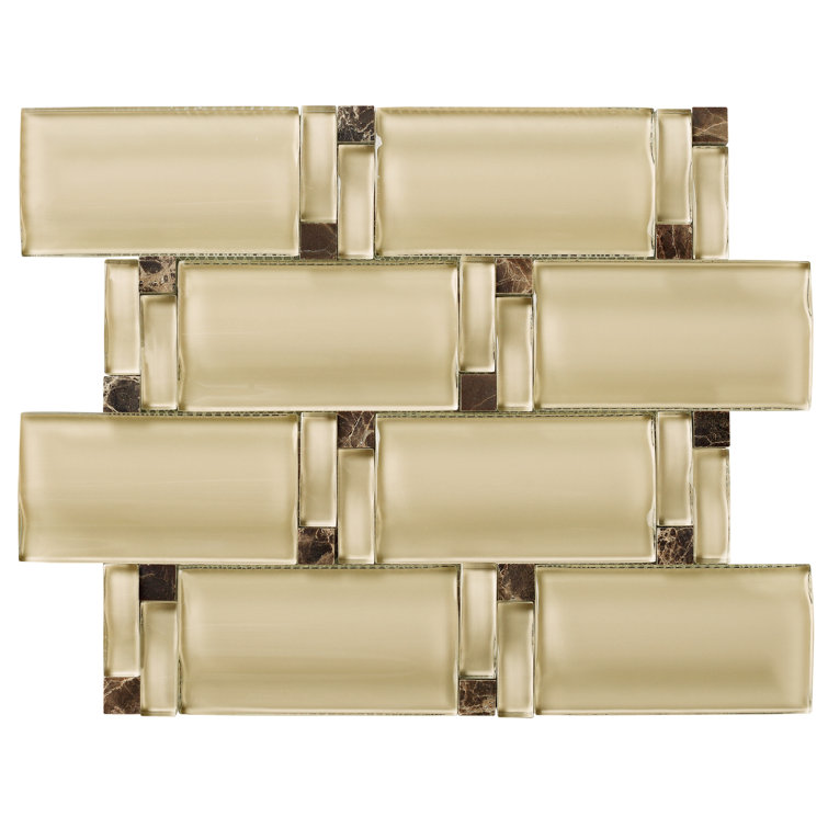 Beige Glossy Glass Mosaic Tile for Walls and Floors