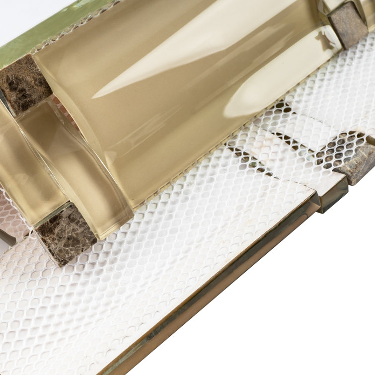 Beige Glossy Glass Mosaic Tile for Walls and Floors