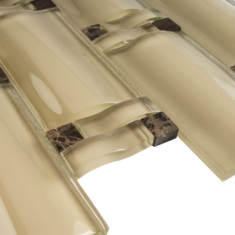 Beige Glossy Glass Mosaic Tile for Walls and Floors