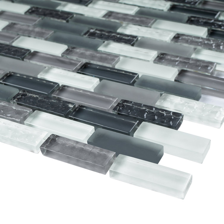 Gray and Blue Glass Mosaic Tile Sheet for Walls