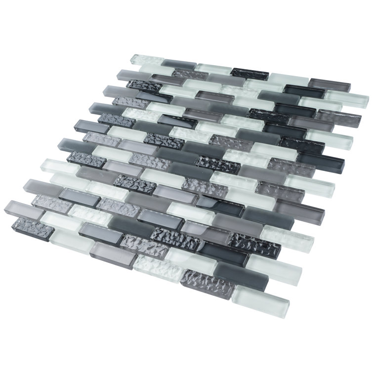 Gray and Blue Glass Mosaic Tile Sheet for Walls