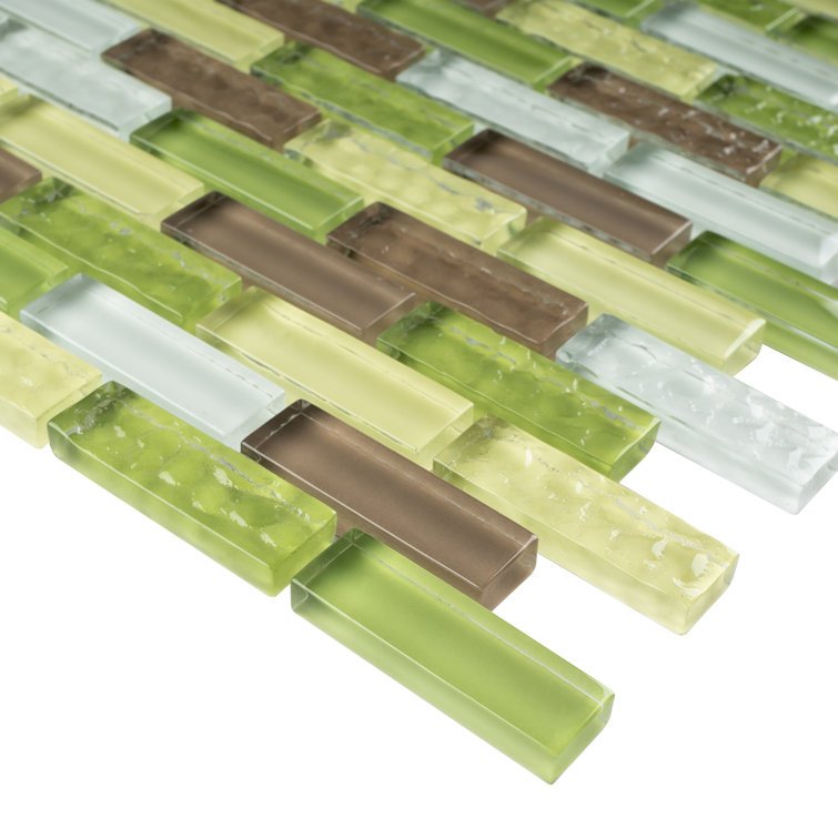 Green and Brown Glass Mosaic Tile Sheet