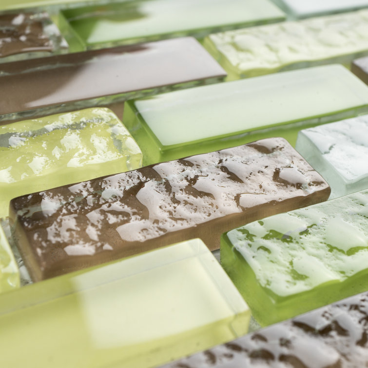 Green and Brown Glass Mosaic Tile Sheet