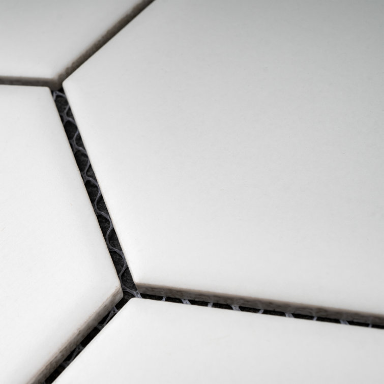 White Hexagon Porcelain Mosaic Tile Sheet