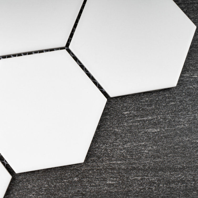 White Hexagon Porcelain Mosaic Tile Sheet