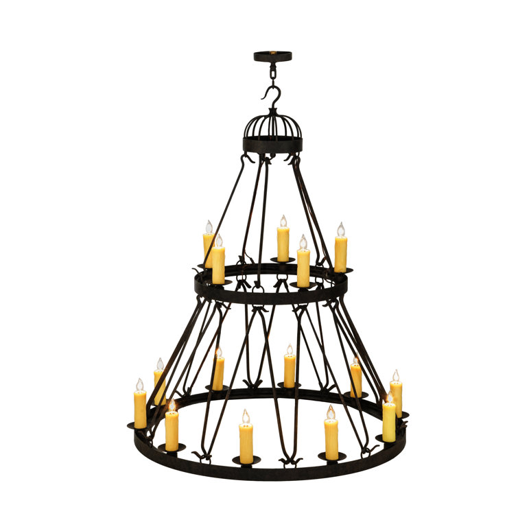 Two-Tier Coffee Bean Steel 15-Light Chandelier