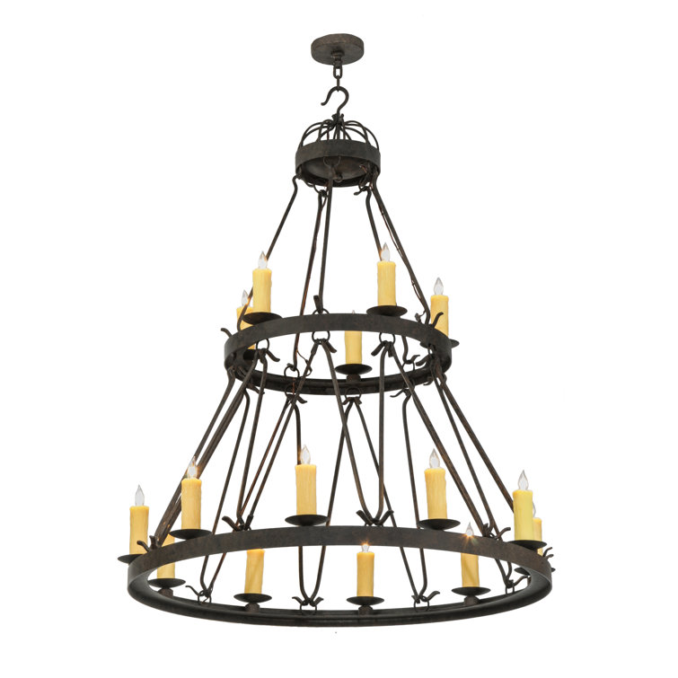 Two-Tier Coffee Bean Steel 15-Light Chandelier