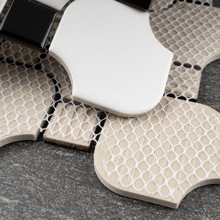 White and Black Porcelain Mosaic Square Tile Sheet