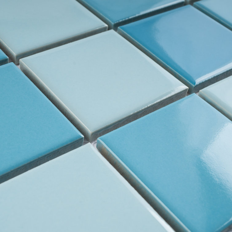 Aquas Blue Square Porcelain Mosaic Tile Sheet