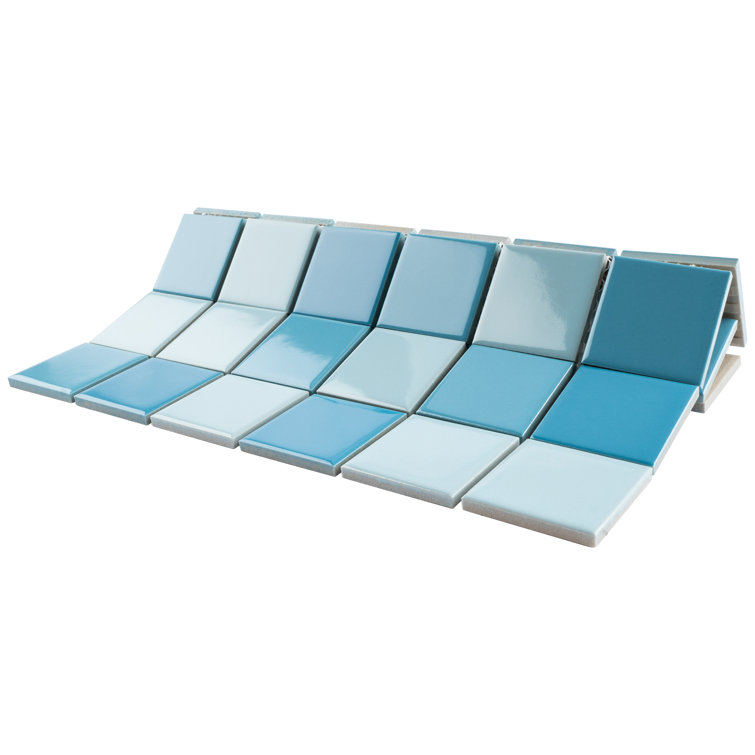 Aquas Blue Square Porcelain Mosaic Tile Sheet