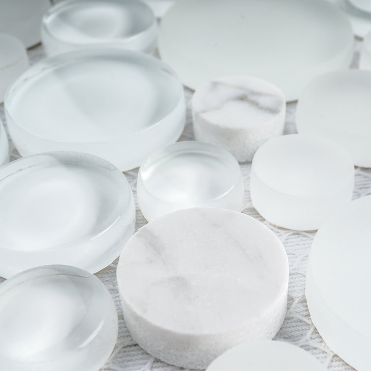 White Bubble Art Marble Look Mosaic Wall Tile Sheet