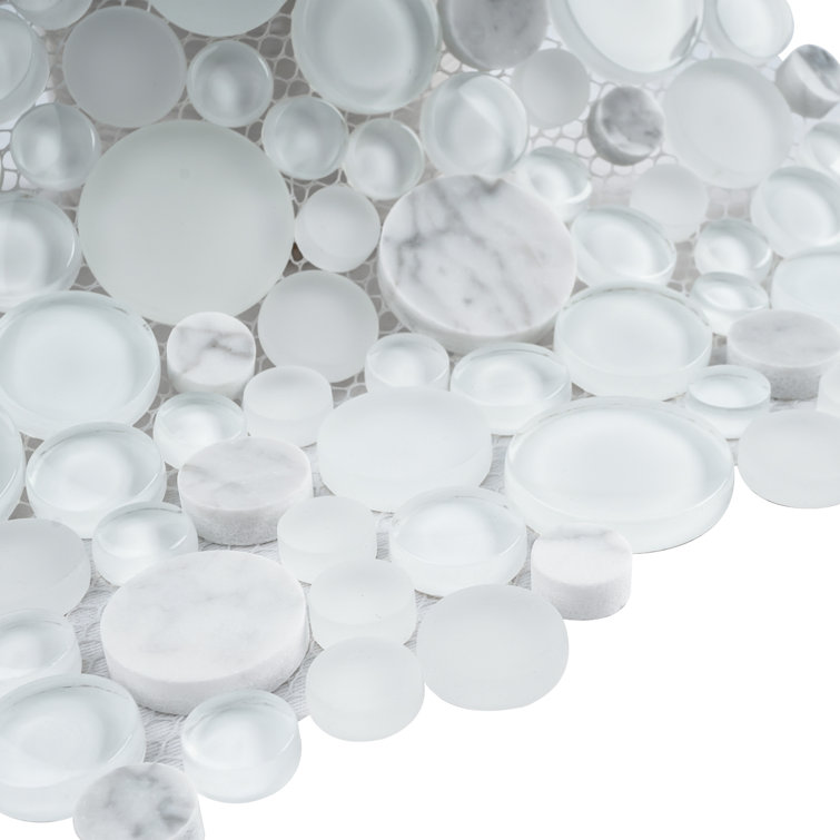 White Bubble Art Marble Look Mosaic Wall Tile Sheet