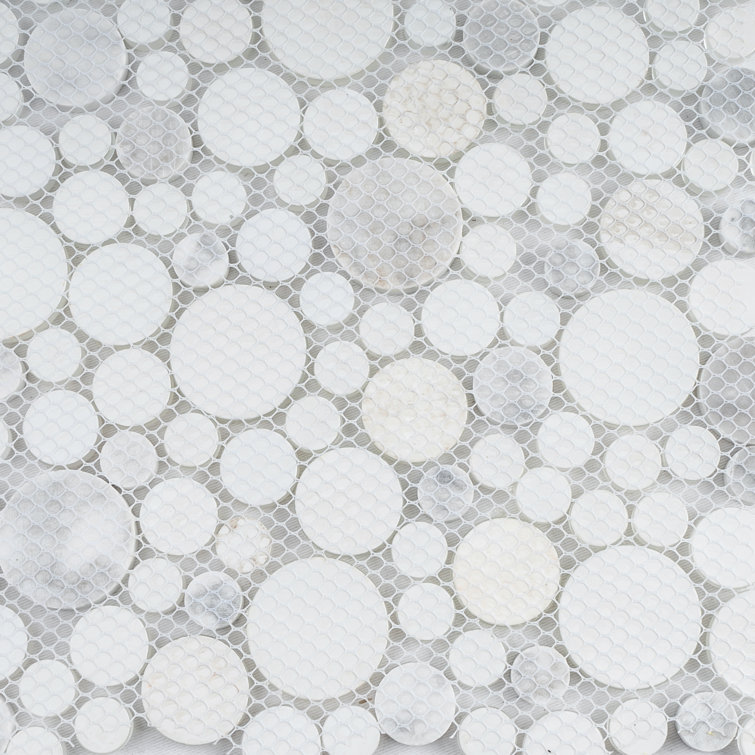 White Bubble Art Marble Look Mosaic Wall Tile Sheet