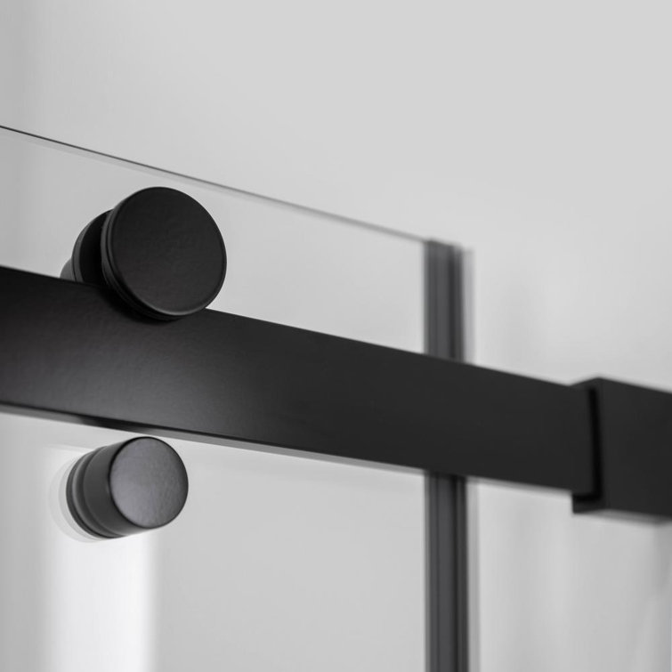 Primo 78" x 48" Frameless Black Glass Shower Door