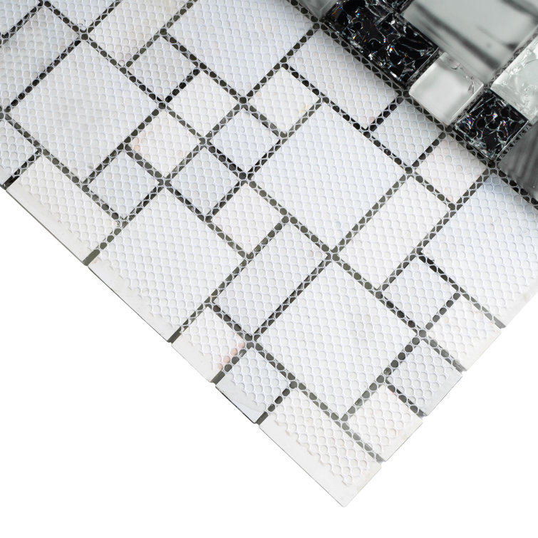 Gray and Black Glass Mosaic Wall Tile Sheet