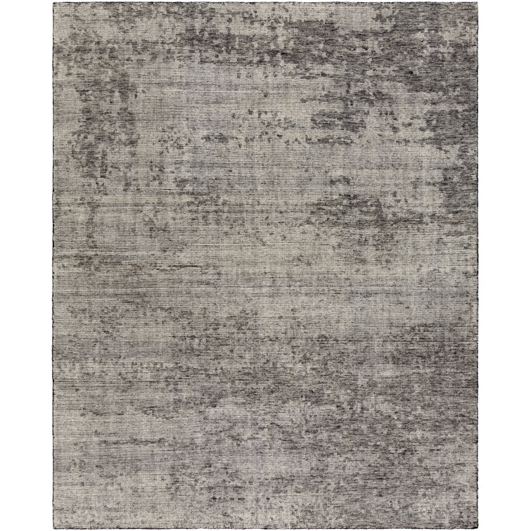 Hand-Knotted Black and Gray Wool 10' x 14' Area Rug