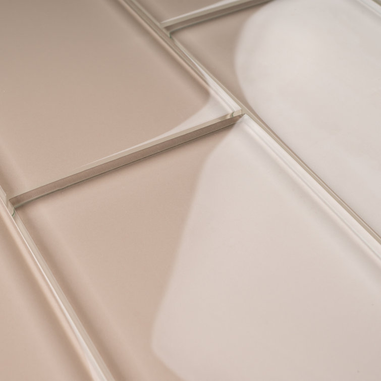 Ivory 3'' x 6'' Glass Mosaic Subway Tile