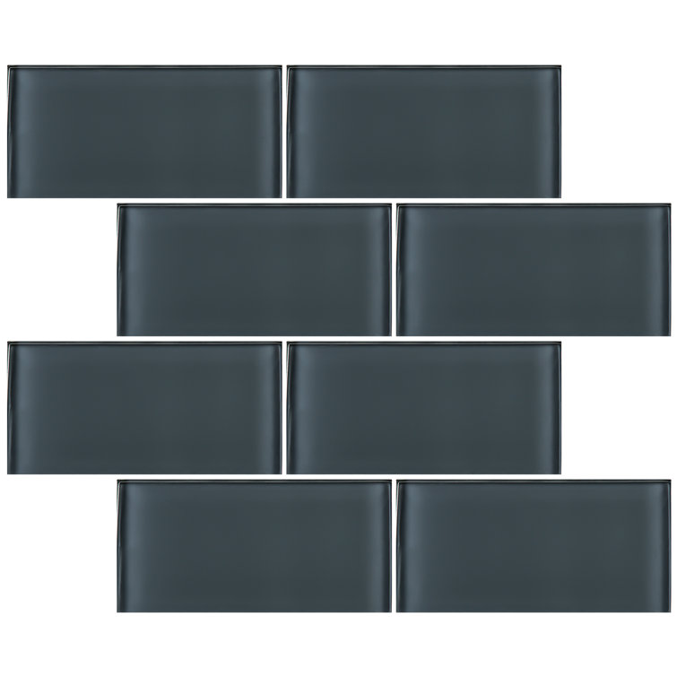 Gray 3" x 6" Glass Mosaic Subway Tile