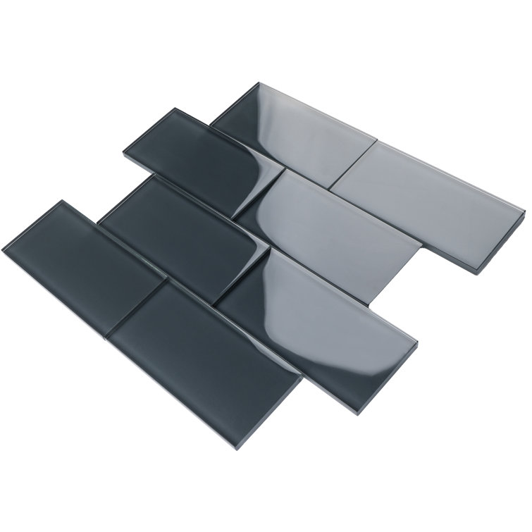 Gray 3" x 6" Glass Mosaic Subway Tile