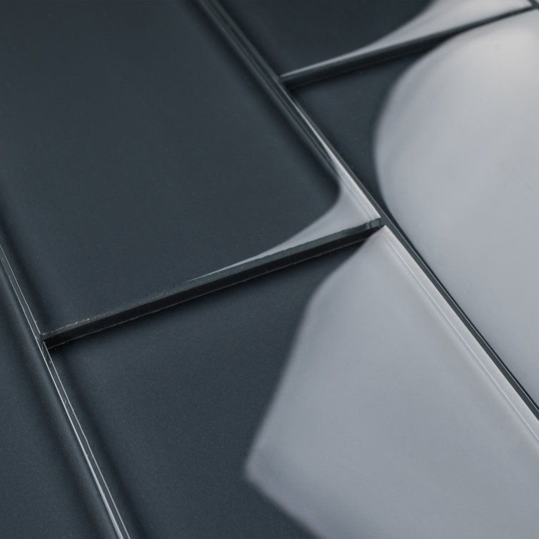 Gray 3" x 6" Glass Mosaic Subway Tile