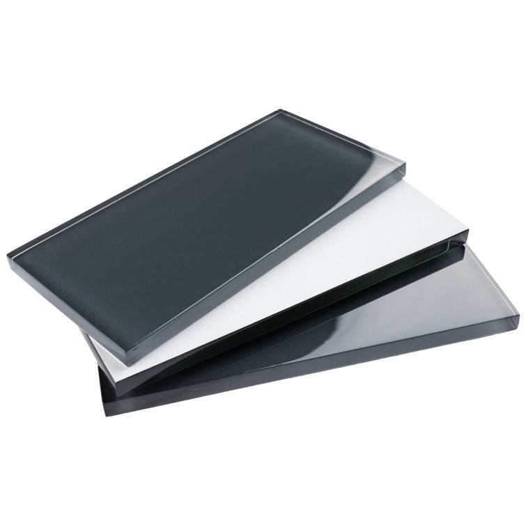 Gray 3" x 6" Glass Mosaic Subway Tile