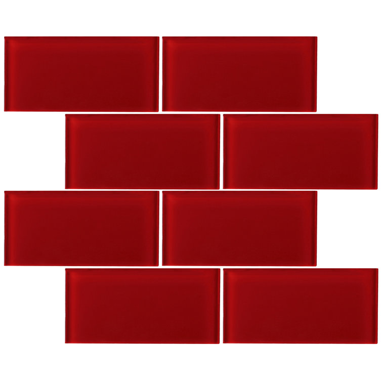 Crystile 3" x 6" Red Glass Mosaic Subway Tile