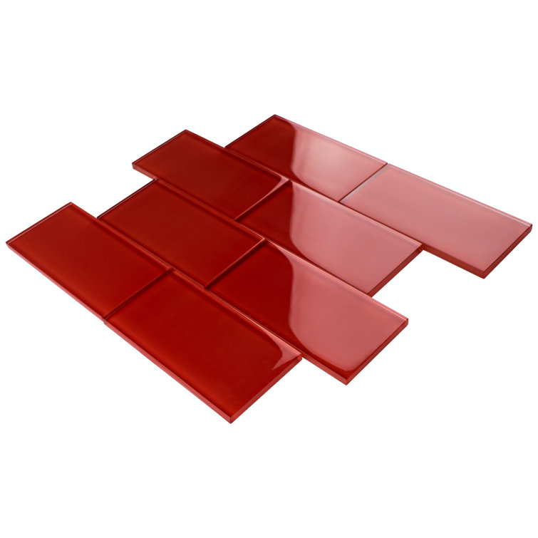 Crystile 3" x 6" Red Glass Mosaic Subway Tile