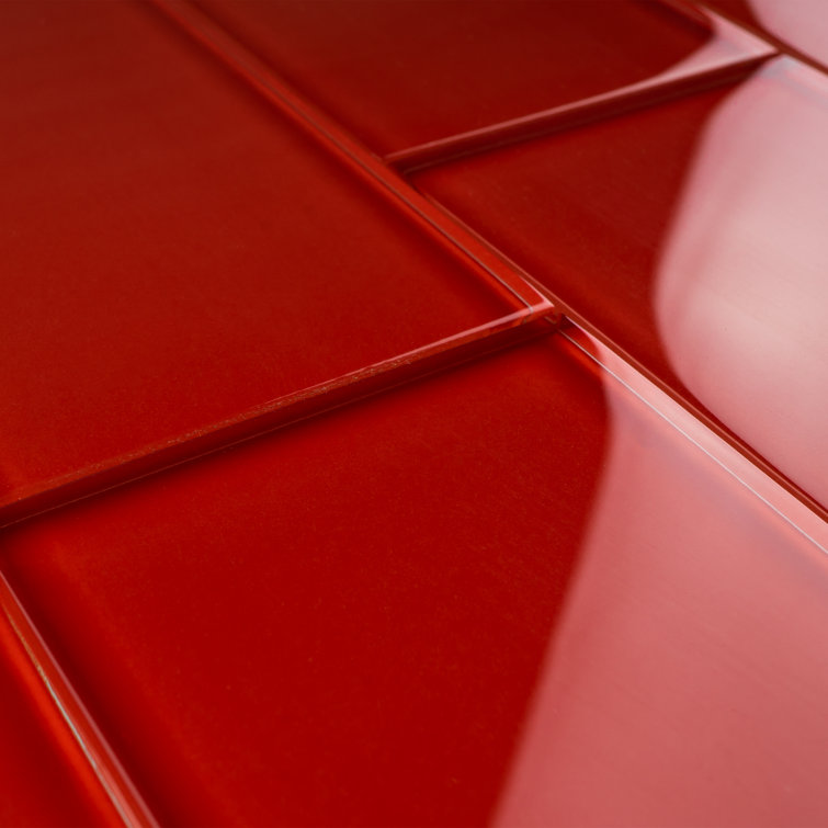 Crystile 3" x 6" Red Glass Mosaic Subway Tile