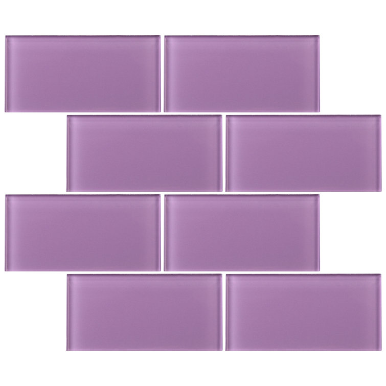 Purple 3'' x 6'' Glass Mosaic Subway Tile
