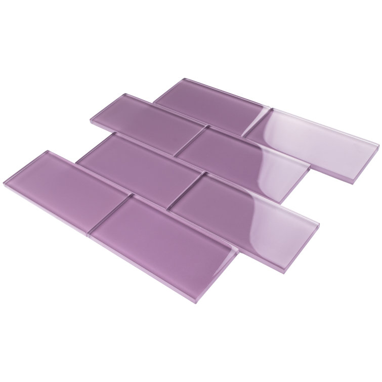 Purple 3'' x 6'' Glass Mosaic Subway Tile