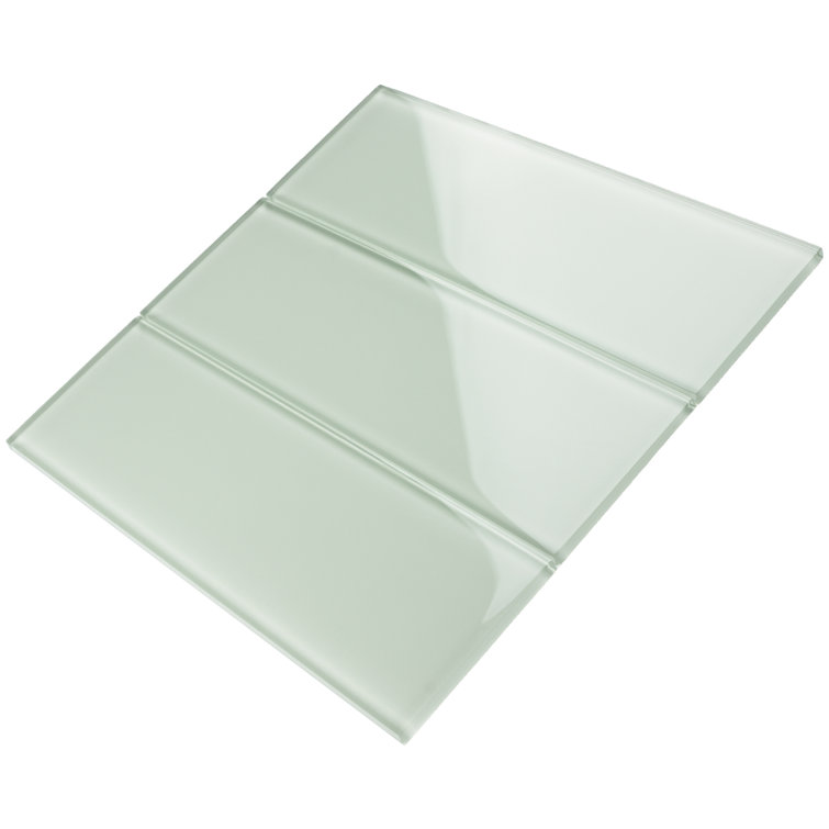 Gray 4'' x 12'' Glass Mosaic Subway Tile