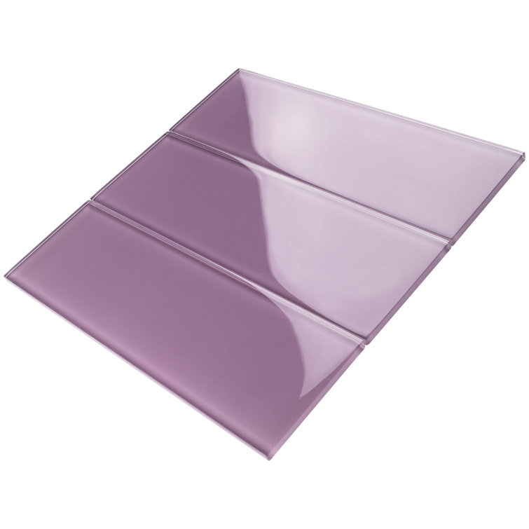 Purple 4'' x 12'' Glass Mosaic Subway Tile for Bathroom and Kitchen
