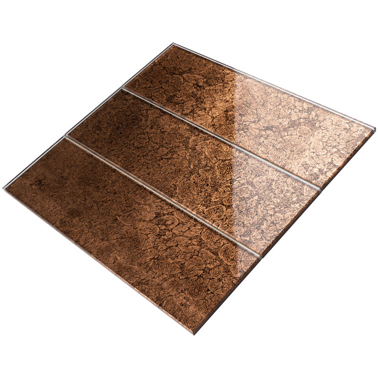 Brown 4'' x 12'' Glass Mosaic Subway Tile