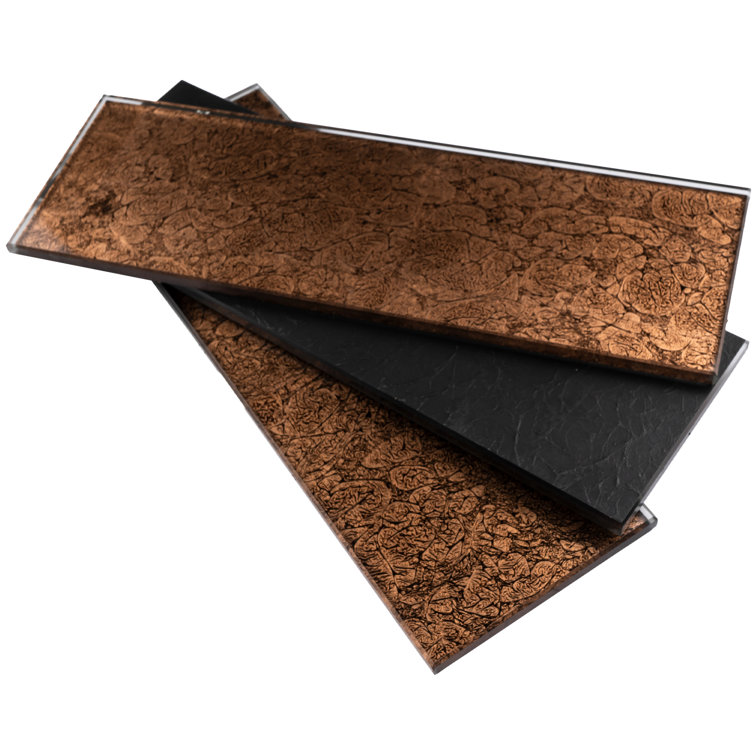 Brown 4'' x 12'' Glass Mosaic Subway Tile