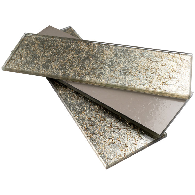 Gold 4'' x 12'' Glass Mosaic Subway Tile