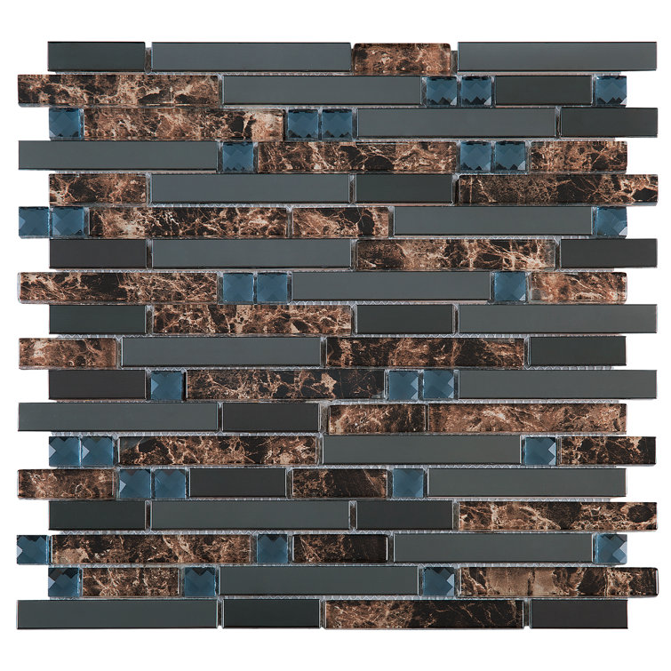 Gray and Brown Glass Linear Mosaic Wall Tile