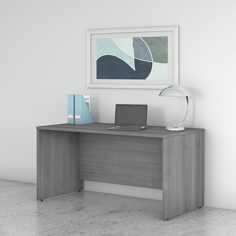 Platinum Gray Contemporary U-Shaped Credenza Desk with Drawer