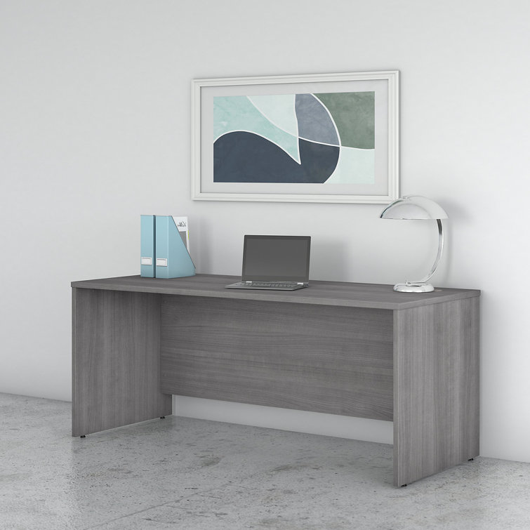 Platinum Gray Contemporary U-Shaped Credenza Desk with Drawer