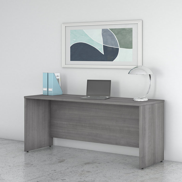 Platinum Gray Contemporary U-Shaped Credenza Desk with Drawer