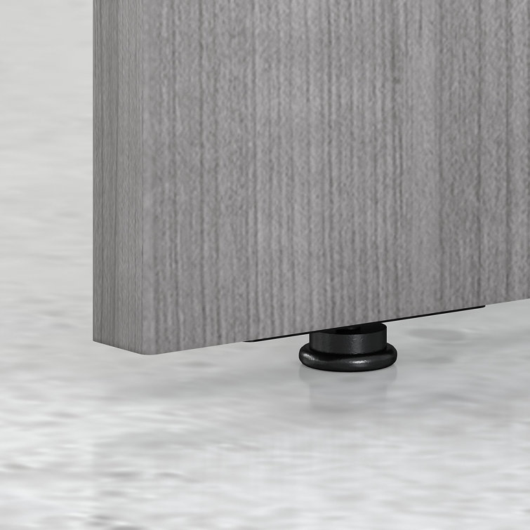 Platinum Gray Contemporary U-Shaped Credenza Desk with Drawer