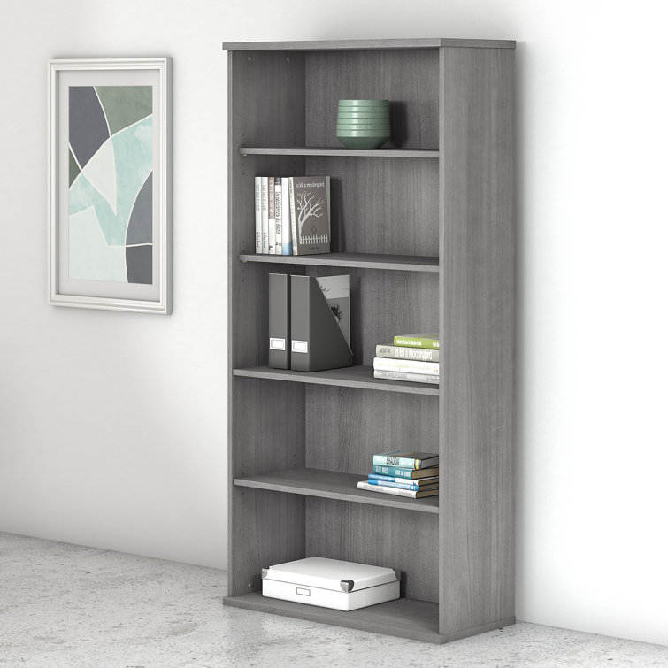 Platinum Gray 5-Shelf Adjustable Laminated Wood Bookcase