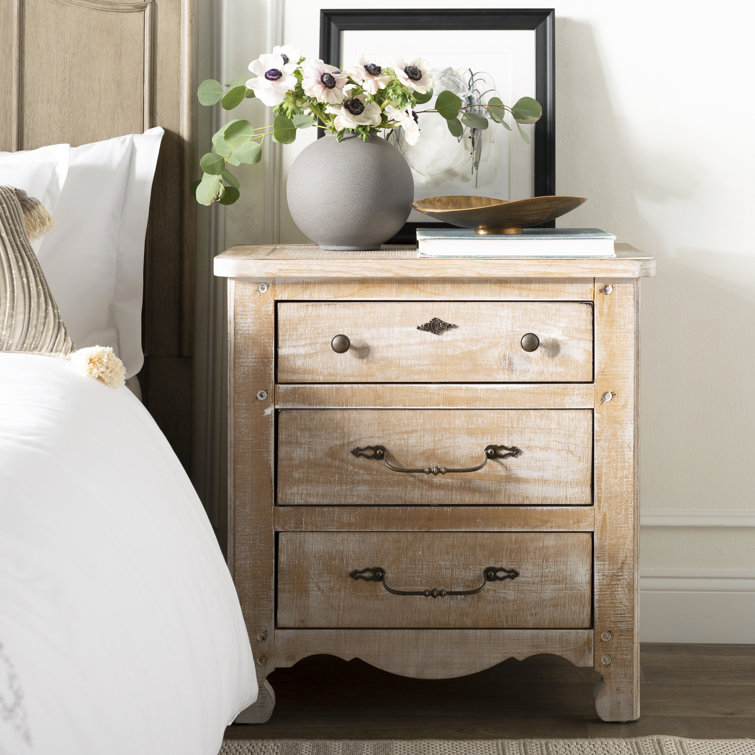 Chatsworth Traditional White 3-Drawer Nightstand with Bronze Hardware