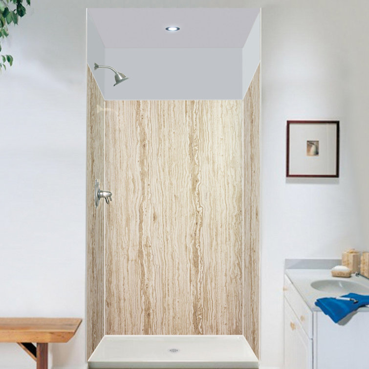 Sorento Beige Composite Solid Surface Shower Wall Kit, 36" x 48" x 72"