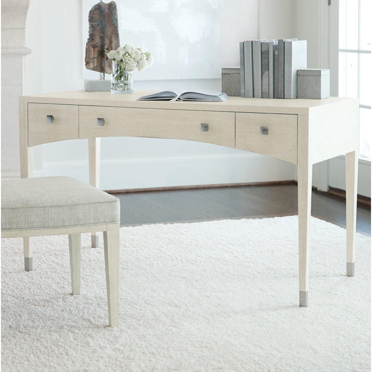 Cream Transitional Wood Home Office Desk with Three Drawers