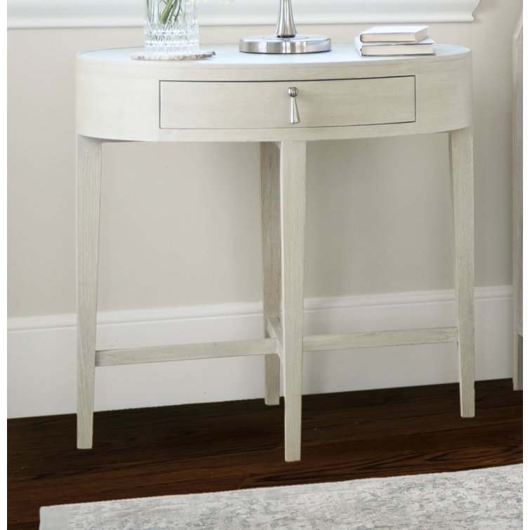 Cream Oval Transitional Nightstand with 1 Drawer