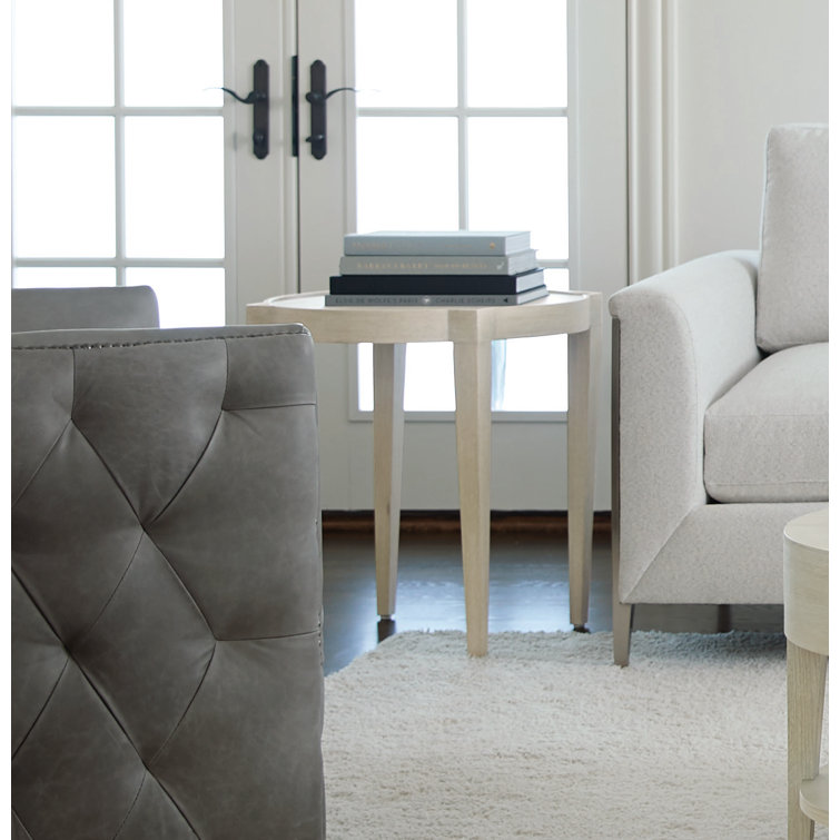 Transitional Cream Round Wood Occasional End Table 22"