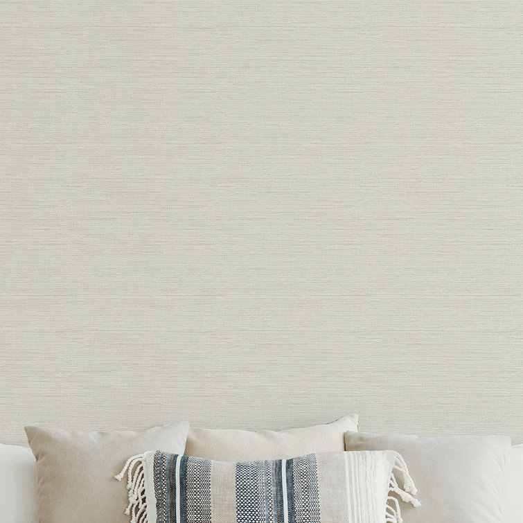 Agave Off-White Faux Grasscloth Non-Woven Wallpaper
