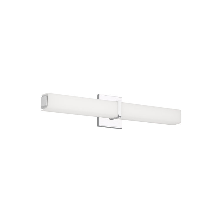Chrome White Glass Rectangular Dimmable Bath Bar Light